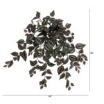 Side view of the 24 inch UV Resistant Artificial Jew Hanging Plant revealing frond and