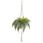 25' Fern Hanging Artificial Plant in Decorative Basket