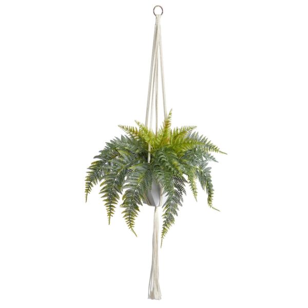 25' Fern Hanging Artificial Plant in Decorative Basket