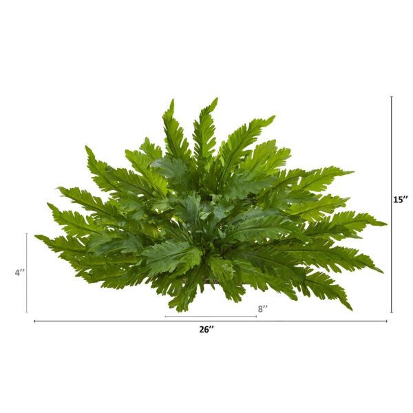 Close-up of leaf foliage texture on this 26' Fern Artificial Ledge Plant