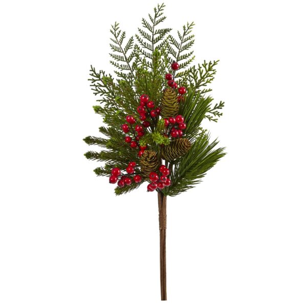 26' Mixed Pine, Pinecone and Berry Artificial Plant Set of 3