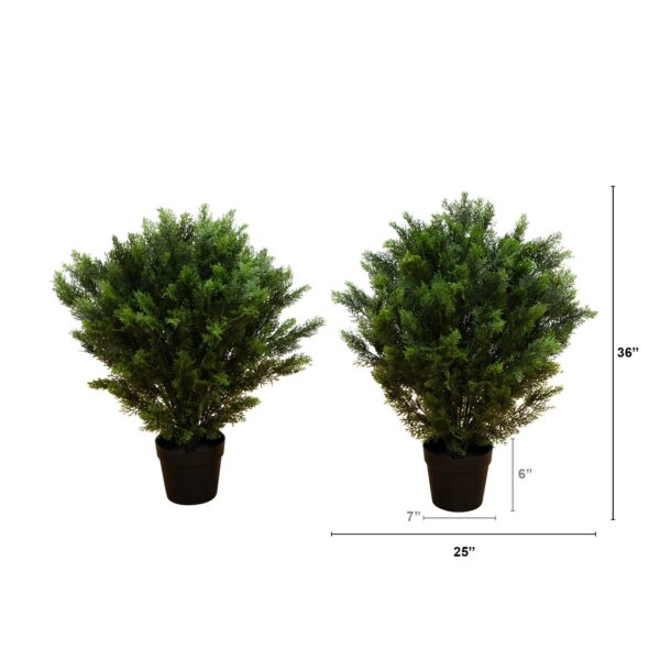 Close-up of leaf foliage texture on this 3' Cedar Bush UV Resistant 3' Cedar Bush