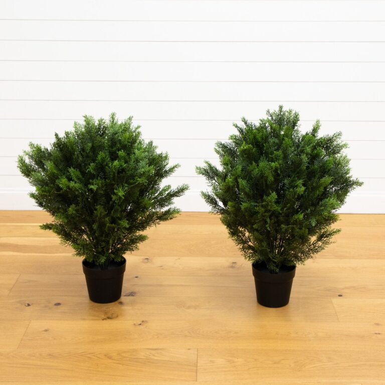 3' Cedar Bush UV Resistant Indoor Outdoor - Set of 2