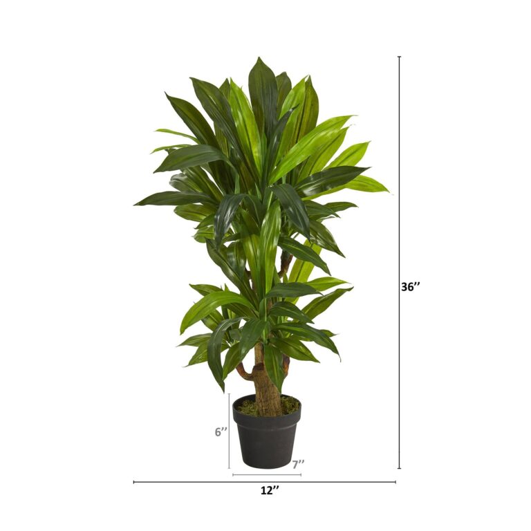 Close-up of leaf foliage texture on this 3' Corn Stalk Dracaena Artificial Plant Real Touch