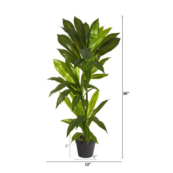 Close-up of leaf foliage texture on this 3' Dracaena Artificial Plant Real Touch
