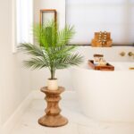 Alternate angle of the 30 inch Artificial Palm Tree showing full plant from planter to