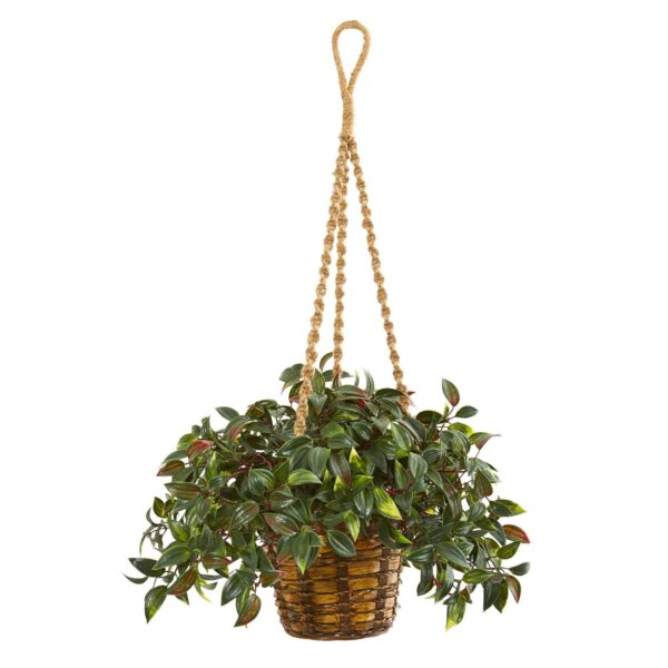 30' Mini Melon Artificial Plant in Hanging Basket UV Resistant Indoor Outdoor