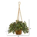 Close-up of leaf foliage texture on this 30' Mini Melon Artificial Plant Hanging Basket UV