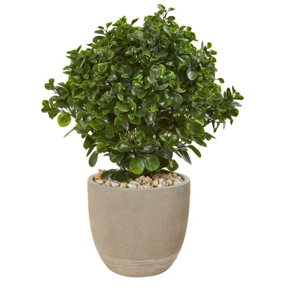 30' Peperomia Artificial Plant in Sand Stone Planter Indoor Outdoor