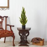 Alternate angle of the 30' Sansevieria Artificial Plant showing full plant from planter to top