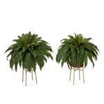 32' Artificial Boston Fern Plant with Metal Planter with Stand DIY KIT - Set of