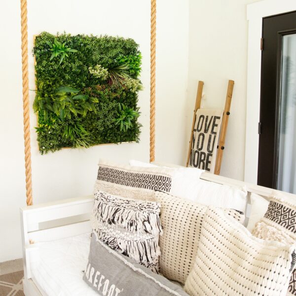 38' x 38' UV Resistant Madagascar Forest Artificial Living Wall Art Panel in Gold Aluminum