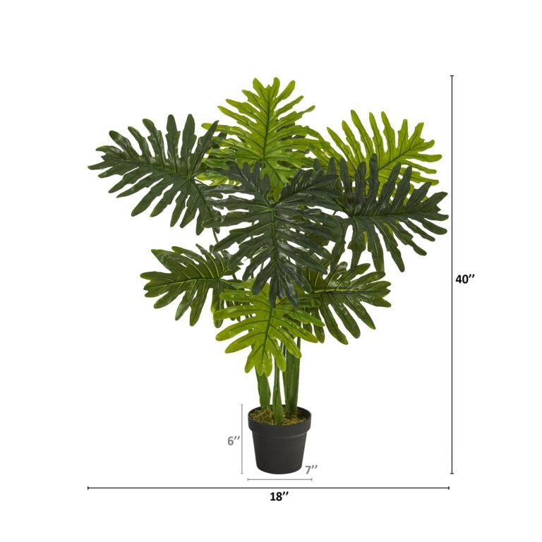 Close-up of leaf foliage texture on this 40' Philodendron Artificial Plant Real Touch