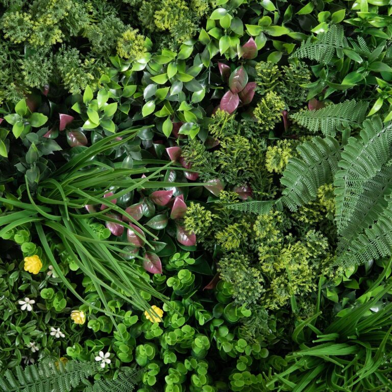 Close-up of craft detail close-up on this 40' UV Resistant Almafi Coast Artificial Living Wall