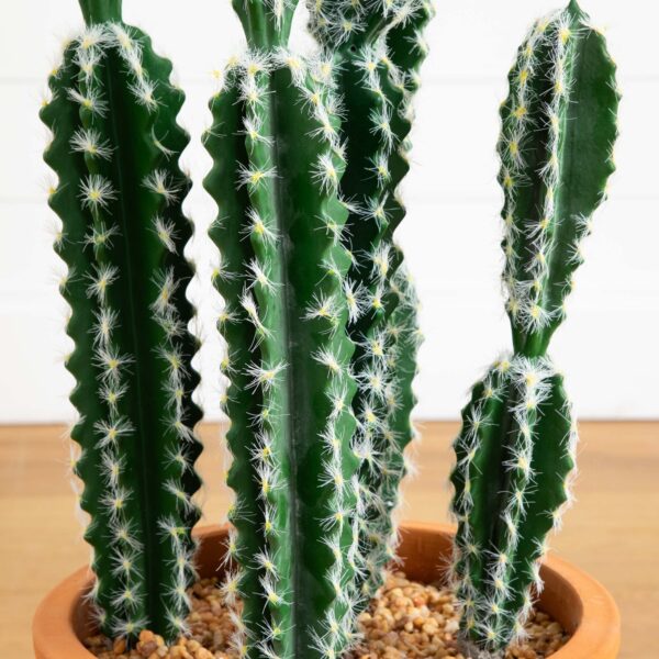 Close-up of leaf foliage texture on this 41' Artificial Cactus in Terracotta Planter