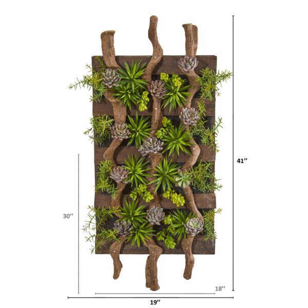 Close-up of craft detail close-up on this 41' x 19' Mixed Succulent Artificial Living Wall