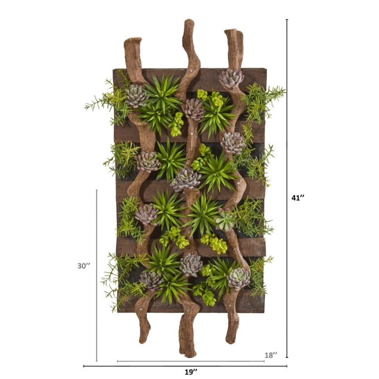 Close-up of craft detail close-up on this 41' x 19' Mixed Succulent Artificial Living Wall
