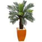 4.5' Cycas Artificial Tree in Orange Planter Indoor Outdoor