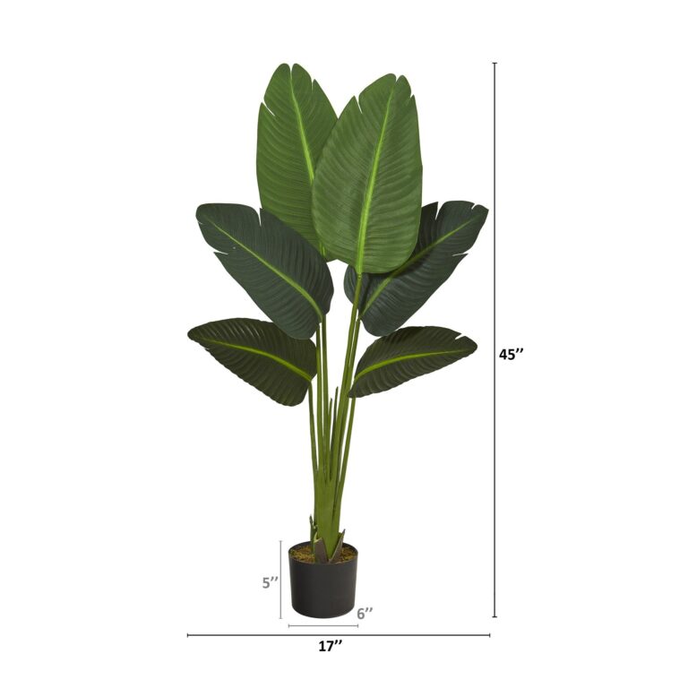 Close-up of leaf foliage texture on this 45' Traveler's Palm Artificial Plant Real Touch