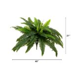 Side view of the 48 inch UV Resistant Artificial Boston Fern Indoor revealing craft detail