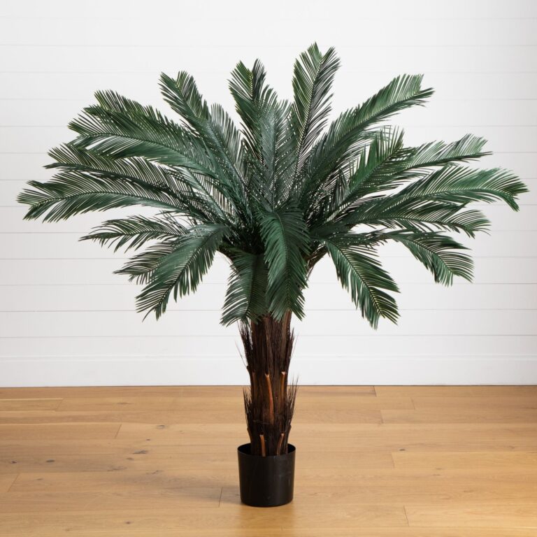 Close-up of leaf foliage texture on this 5' Cycas Tree UV Resistant 5' Cycas Tree
