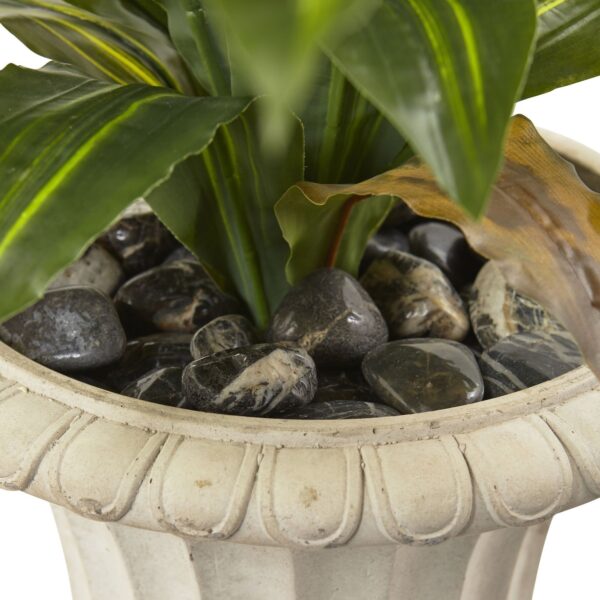 Close-up of leaf foliage texture on this 5' Dracaena Plant with Urn Real Touch