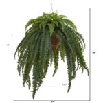 Close-up of leaf foliage texture on this 50' Giant Boston Fern Artificial Fern Artificial Plant