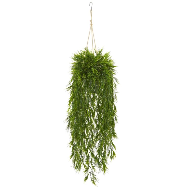 50' Mini Bamboo Artificial Plant in Hanging Metal Bucket