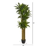 Close-up of leaf foliage texture on this 6' Corn Stalk Dracaena Artificial Plant Real Touch