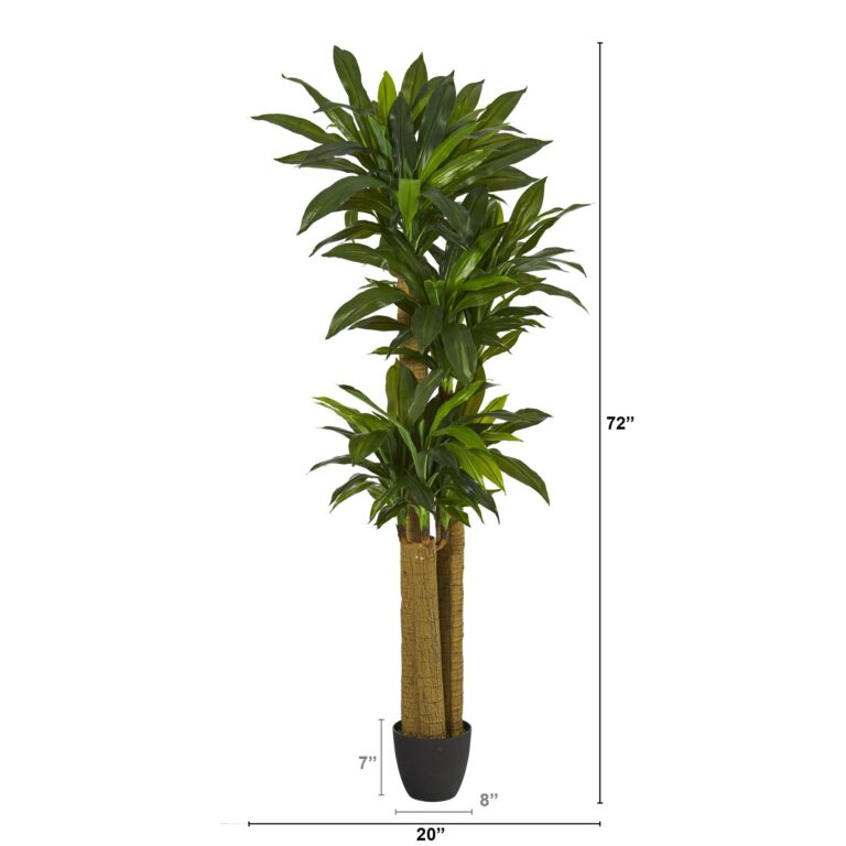 Close-up of leaf foliage texture on this 6' Corn Stalk Dracaena Artificial Plant Real Touch