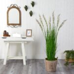 Alternate angle of the 64' Wheat Grass Artificial Plant in Farmhouse Planter showing full plant