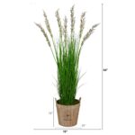Close-up of leaf foliage texture on this 64' Wheat Grass Artificial Plant in Farmhouse Planter