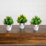 8' Artificial Blooming Plant in Rustic Flowers and Garden Planter - Set of 3