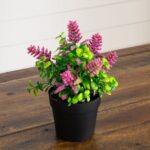 Alternate angle of the 8 inch Artificial Flowering Arrangement Artificial Flowering Arrangement showing frond and