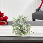 Alternate angle of the 8' Frosted Eucalyptus Decorative Artificial Ball Set of showing material texture