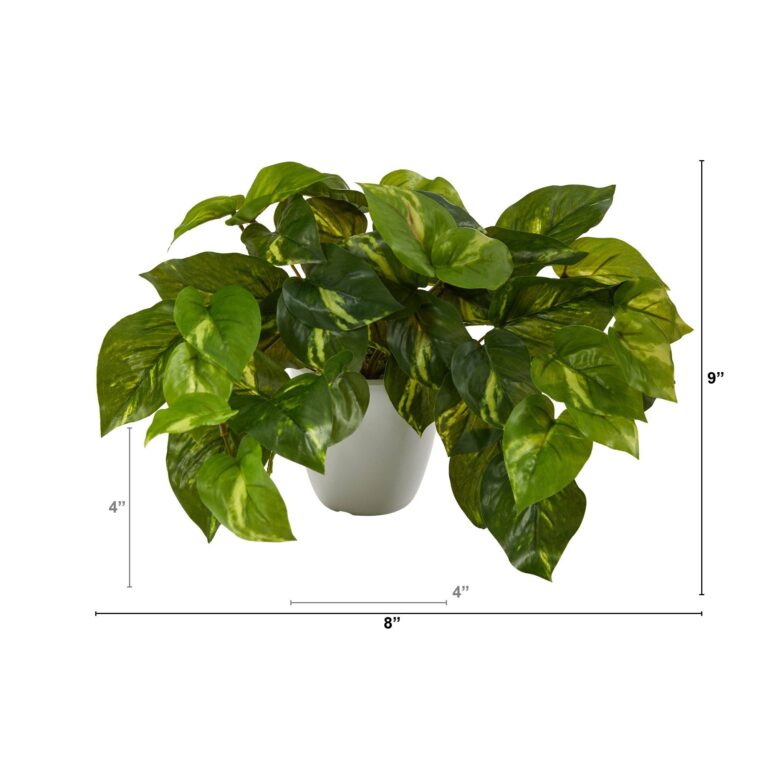 Close-up of leaf foliage texture on this 9 inch Artificial Real Touch White Planter