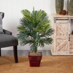 The Areca Palm w Wicker Basket Silk Plant shown in full, highlighting branch layering