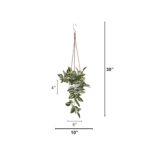 Side view of the Artificial Wandering Jew and String Hearts Hanging Plant revealing frond and