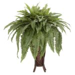 Boston Fern w Stand Silk Plant