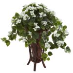 Close-up of leaf foliage texture on this Bougainvillea Artificial Plant in Stand Planter