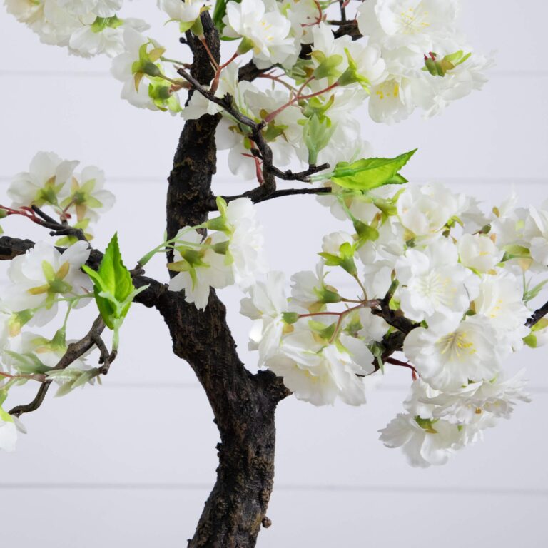 Close-up of leaf foliage texture on this Cherry Blossom Bonsai Artificial Tree