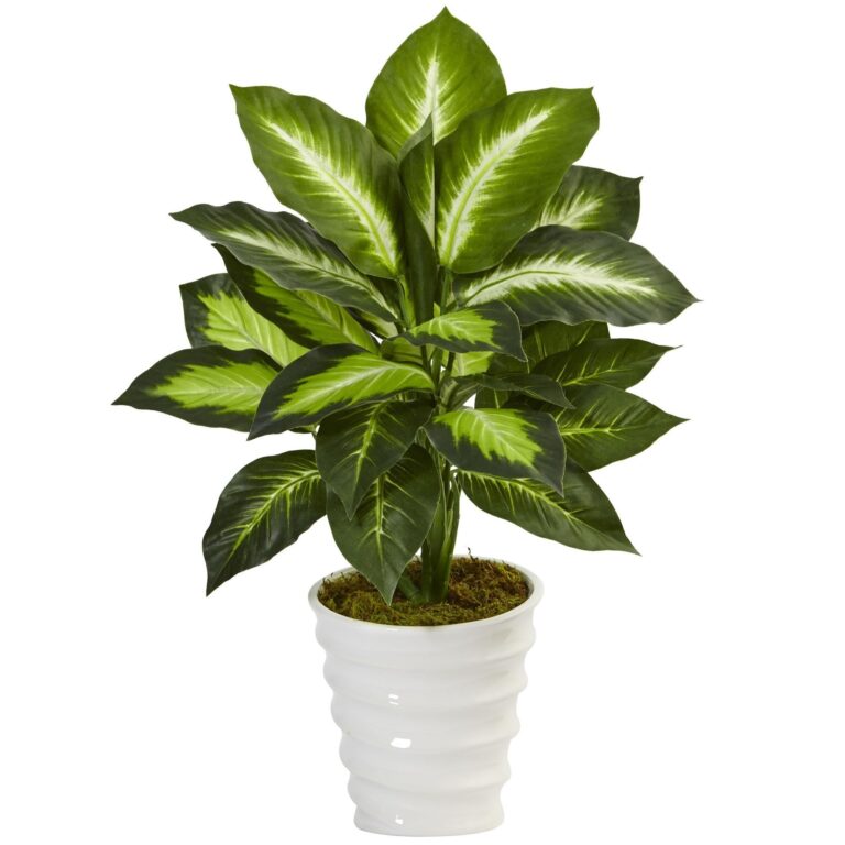 Dieffenbachia in Swirl Planter artificial plant for home decor