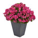Geranium Artificial Plant in Slate Planter UV Resistant Indoor Outdoor