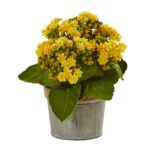 Close-up of bloom cluster detail on this Kalanchoe Artificial Arrangements Set of 3 flower arrangement