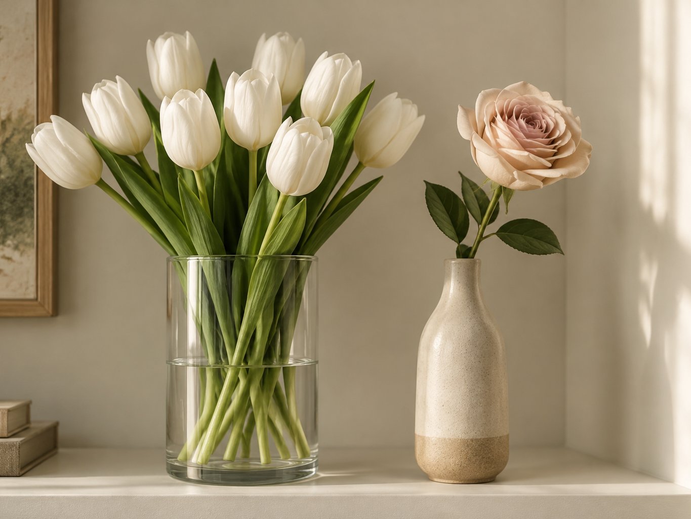 Glass and ceramic vases engineered for artificial stems