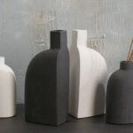 Modern Karis Ceramic Black or White Minimal Half Bud Vase Bookend