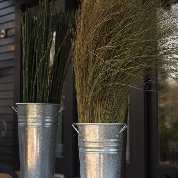 Close-up of leaf foliage texture on this Extra Large Galvanized Metal Parisian Style Flower Cooler