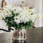 Faux Lilac Flower Arrangement in Glass Vase - 16 inch