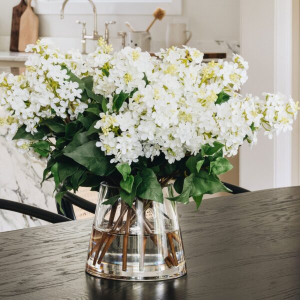 Faux Lilac Flower Arrangement in Glass Vase - 16 inch