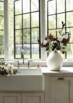 Alternate angle of the Large White Magnolia Early Spring Design showing material texture detail